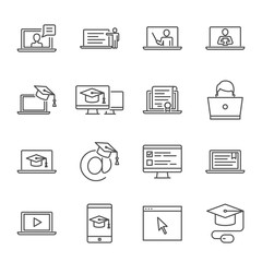 Online education, e-learning vector icons set