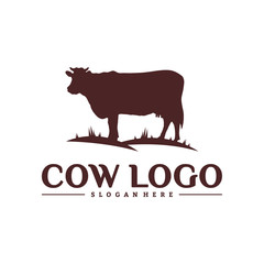 Cow Logo Design Concepts. Cow Farm Logo Template Vector. Icon Symbol