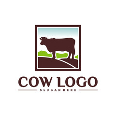Cow Logo Design Concepts. Cow Farm Logo Template Vector. Icon Symbol