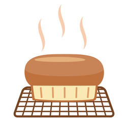 loaf of bread baking. cartoon flat vector style illustration.