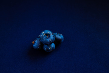 Obraz na płótnie Canvas juicy summer berry is blueberries with drops of honey on a blue background