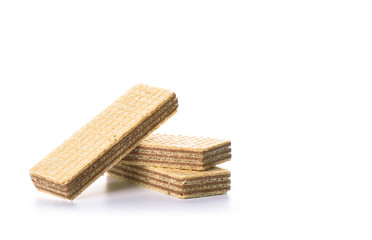 Wafer chocolate dessert isolated on white background.