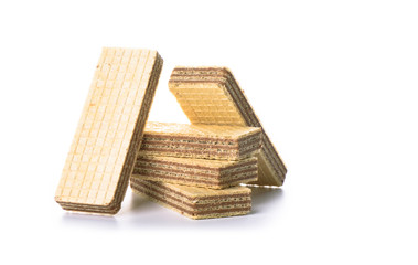 Wafer chocolate dessert isolated on white background.