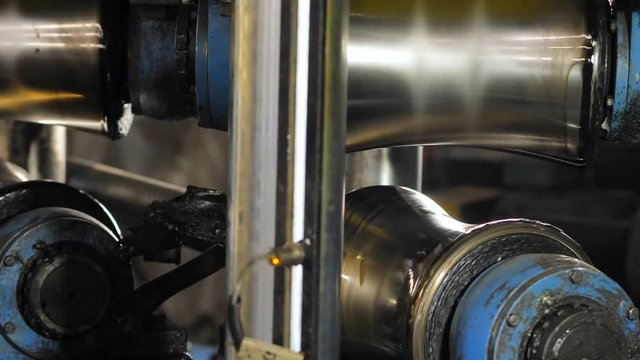 Production Line. Procurement on the production line in the factory. Metal Pipe Production Technology