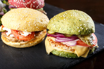 fresh burgers with meat