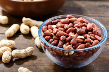 peeled peanuts on the table