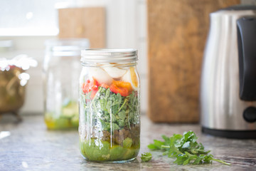 salad in glass jar