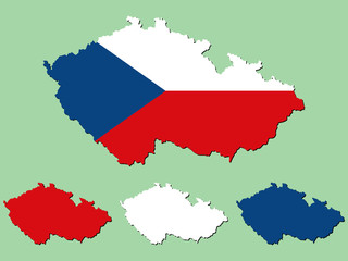 Czechoslovakia map with national flag 