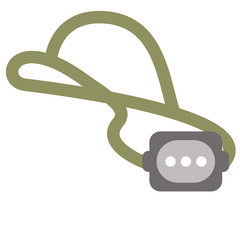 Head flashlight flat illustration on white