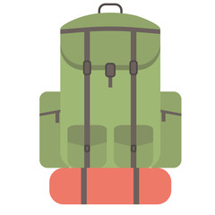 Backpack flat illustration on white