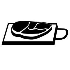 Meat on a cutting board flat illustration on white