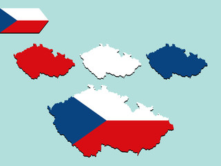 Czechoslovakia map with national flag 