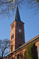 Fototapeta na wymiar City church in Berlin Köpenick, red bricks architecture