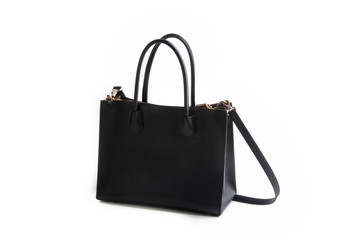 luxury black leather holding female fashion hand bag