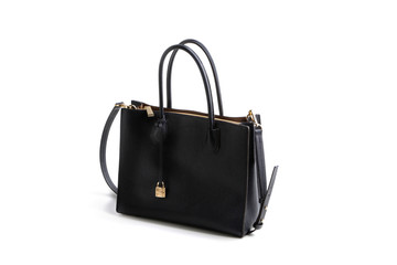 luxury black leather holding female fashion hand bag