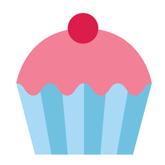 Pink cupcake flat illustration on white