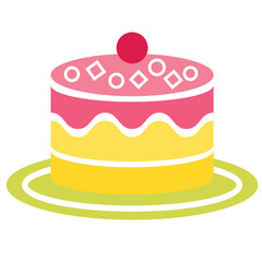 Cake flat illustration on white