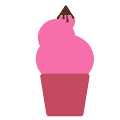 Pink cupcake flat illustration on white