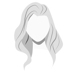 Long hair flat illustration on white