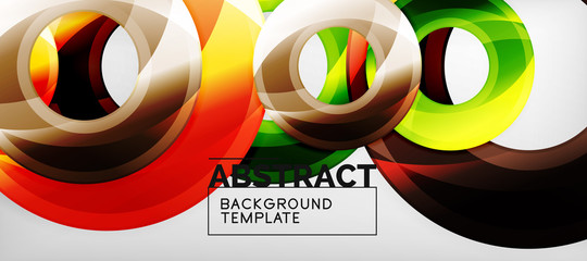 Modern geometric circles abstract background, colorful round shapes with shadow effects