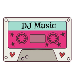 Colorful cassette flat illustration on white