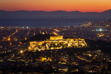 Athens and the Acropolis: night view