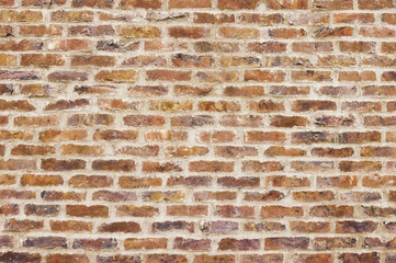 Old red brick wall background