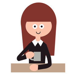 Drinking girl flat illustration on white