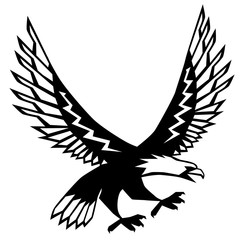Flying eagle flat illustration on white