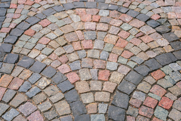 Colored cobblestone road background pattern