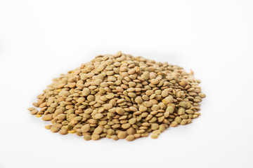 lentils on white background