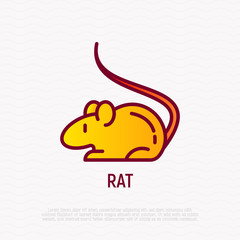 Cartoon rat thin line icon. Modern vector illustration for Chinese horoscope.