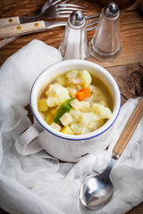 Bowl of minestrone soup.