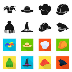 Vector design of clothing and cap logo. Set of clothing and beret vector icon for stock.