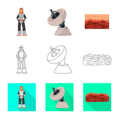 Isolated object of astronomy and technology  sign. Collection of astronomy and sky vector icon for stock.