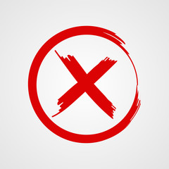 Check mark. x letter/ brush style.