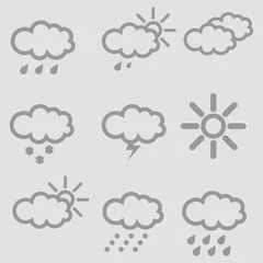 Gordijnen Meteorology weather icons with modern design on blue background © Ксения Бондарь