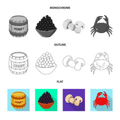 Vector design of taste and product sign. Set of taste and cooking vector icon for stock.