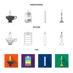 Vector design of relaxation and flame sign. Set of relaxation and wax stock vector illustration.