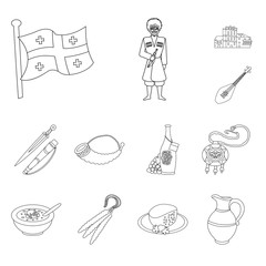 Vector illustration of traditions and national icon. Set of traditions and sightseeing stock vector illustration.