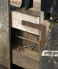 Wooden canal lock gate image
