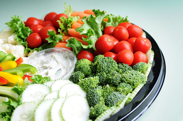 Fresh Vegetables on Party Tray with Dip - Healthy Eating Diet Food