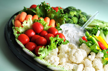 Fresh Vegetables on Party Tray with Dip - Healthy Eating Diet Food