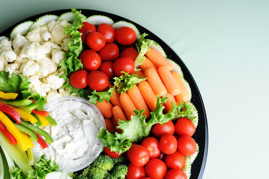 Fresh Vegetables on Party Tray with Dip - Healthy Eating Diet Food