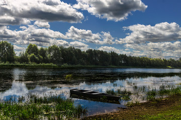 Fototapeta premium Beautiful nature river clouds are good for travel