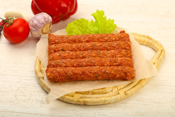 Raw beef sausages