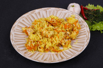 Traditional Pilaf with chicken and carrot