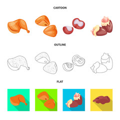 Isolated object of product and poultry logo. Collection of product and agriculture    vector icon for stock.