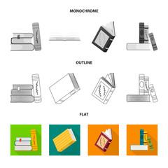 Isolated object of training and cover sign. Collection of training and bookstore  stock symbol for web.