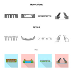 Vector illustration of connection and design symbol. Set of connection and side vector icon for stock.